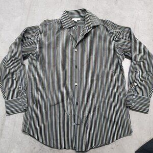 Banana Republic Mens Striped Button-Up Long Sleeve Shirt Size L Brown Yellow